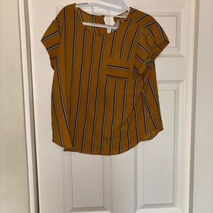 Lily White Mustard and Black Striped Blouse